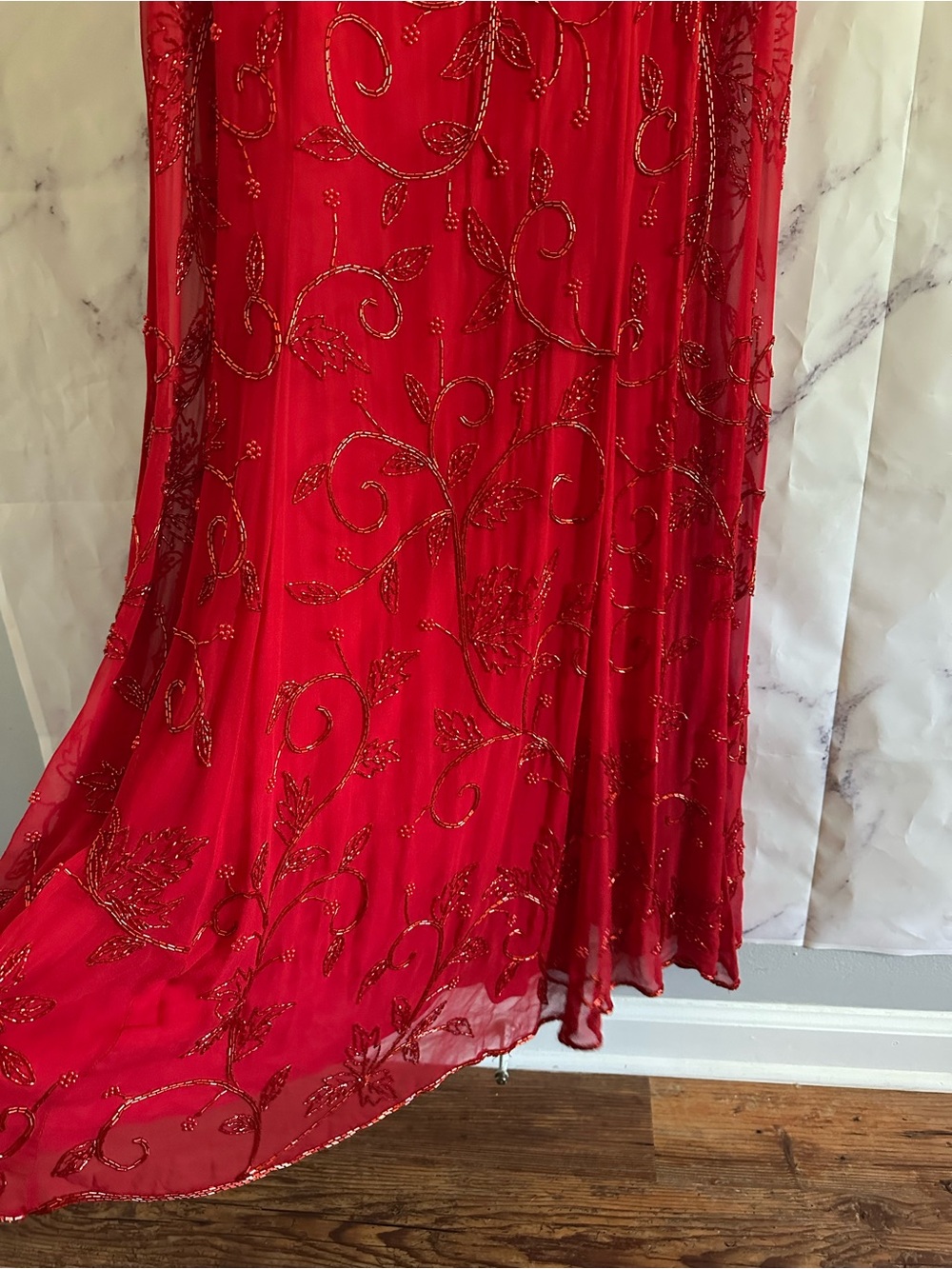 VINTAGE 1999 ALYCE DESIGNS BEADED FORMAL DRESS RED WOMENS MEDIUM GREAT CONDITION - Picture 6 of 16